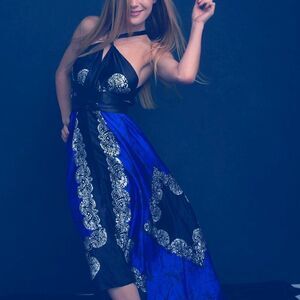 💕 Stunning Asymmetrical Blue Maxi Dress One Size